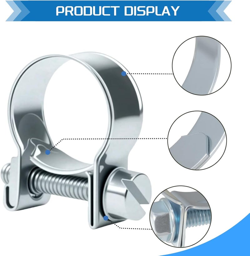 JTAREA 17-19MM Fuel Injection Hose Clamps 11/16"-3/4" Gas Line Clamps Pipe Clamp for Automotive Diesel Petrol Pipes - Image 3